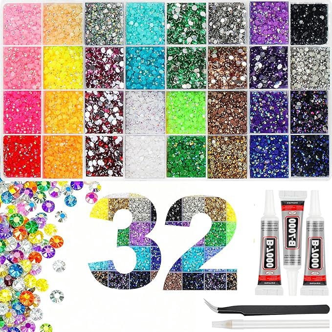 32-Compartment Storage Box Resin Flat-Bottom Drill for Nails Face Eye Makeup Tumblers Bottles Crafts Shoes Phones