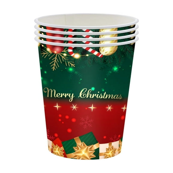 32-Count Christmas Disposable Cups Red Green Party Tableware Set For Holiday Festive Beverage Service