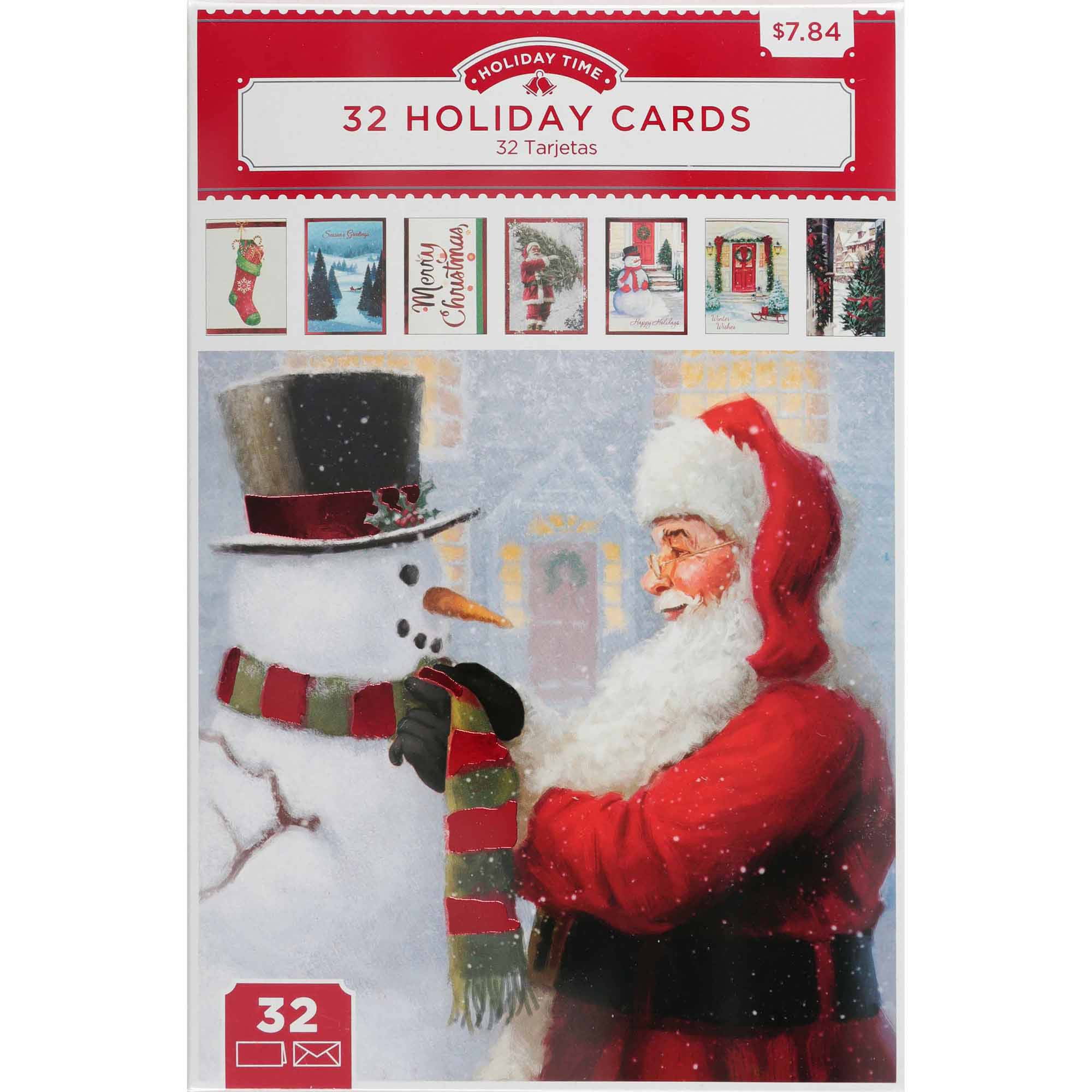 32-Count Traditional Boxed Christmas Card Assortment Cards - Walmart.com