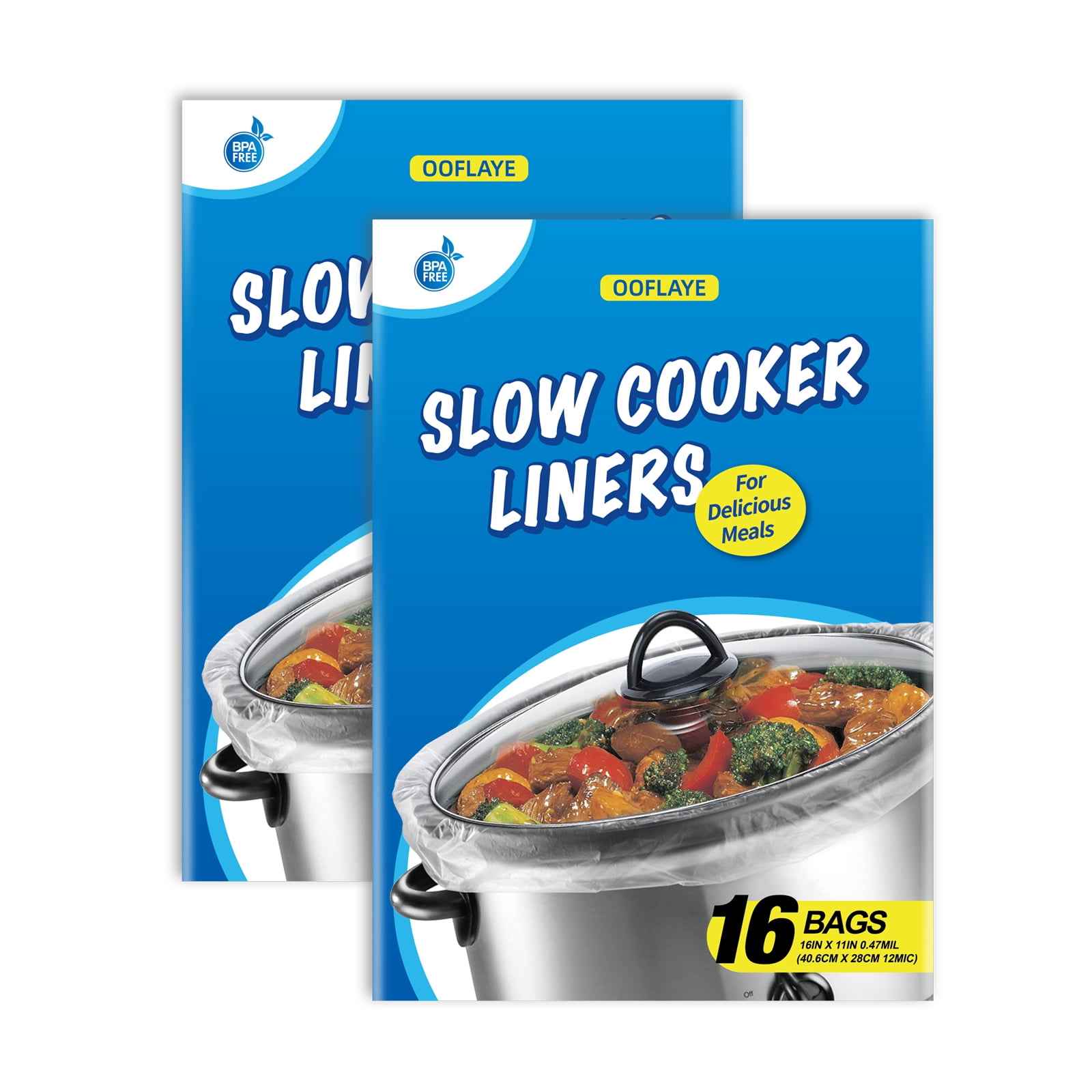 32 Counts Slow Cooker Liners Small Size(11 x 16 Inch) Kitchen Disposable Cooking Bags Fits 1 to 3 Quarts Safe for Oval or Round Pot
