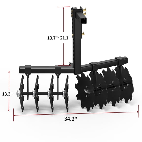 32" Cut Width Disc Plow Harrow W/ Universal 2" Receiver Mount for ATV/UTV Heavy