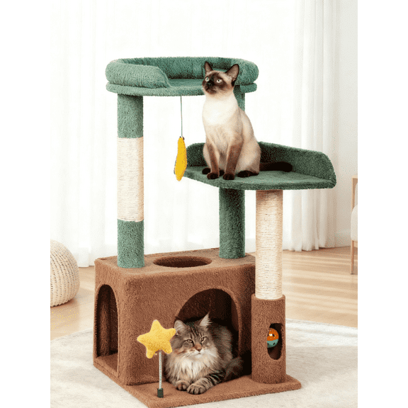 Purrlato 32" Cat Tree Condo with Sisal Scratching Post Tower for Indoor Medium Cats