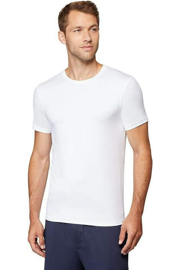 32 DEGREEES Men's Cool Classic Crew T-Shirt , Anti-Odor , 4-Way Stretch , Moisture Wicking Medium White
