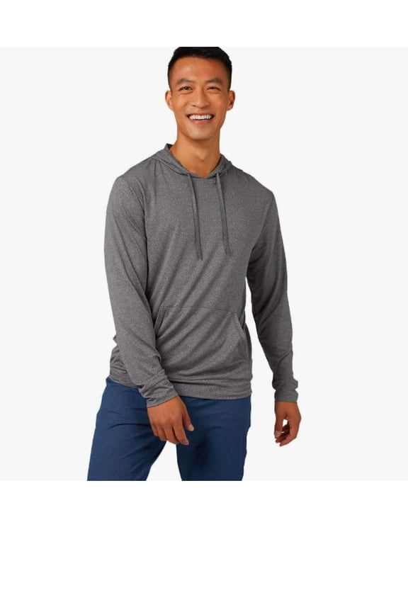 32D Cool Classic Long Sleeve Hooded T-Shirt Grey Heather,X-Large