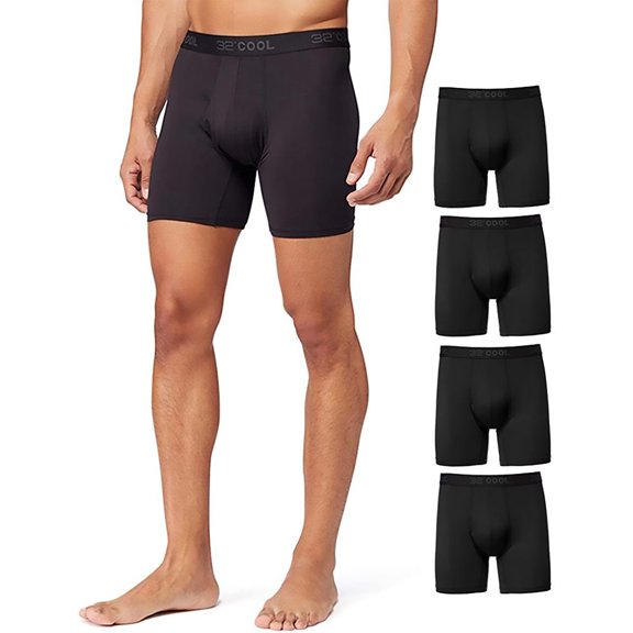 32 DEGREES COOL Mens 4-PACK Active Mesh Quick Dry Performance Boxer Brief, 4 Black, Medium