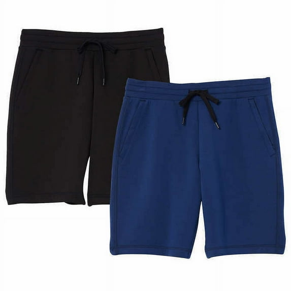 32 DEGREES Cool Men's 2 Pack Breathable Tech Shorts (Black/Heather Estate Blue, Medium)