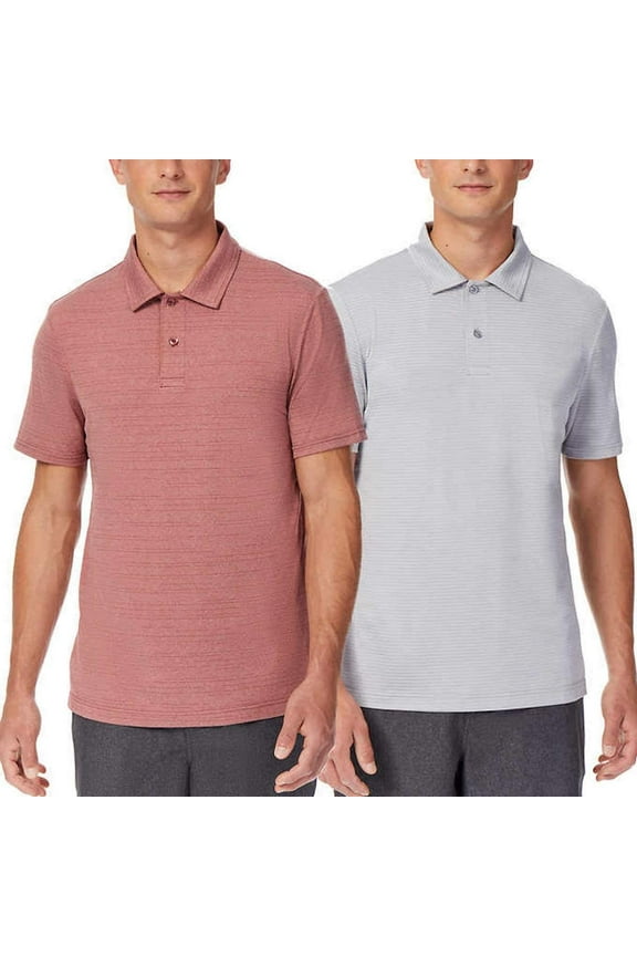 Cool Men's 2 Piece Short Sleeve Performance Polos Rose Wood Haze SD/Heather ICY Grey, XX-Large