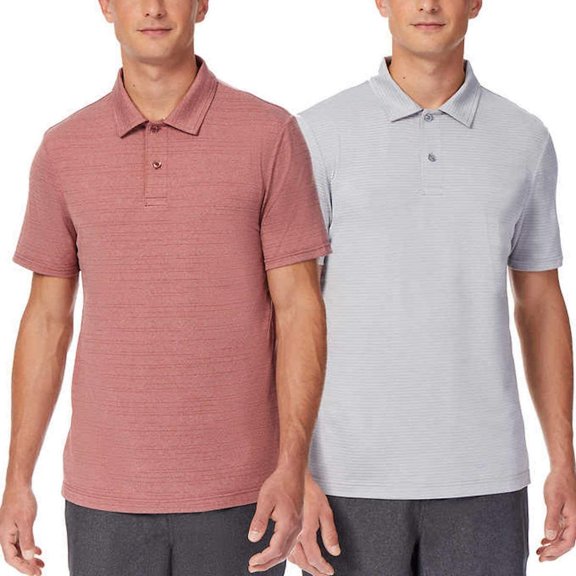 32 DEGREES Cool Mens Classic Slim Fit Quick-Dry Active Golf Polo, ICY Grey Matrix, Small