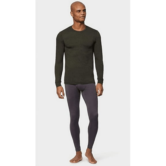 32 DEGREES Heat Mens Performance Thermal Baselayer Crewneck Long Sleeve Top Rain forest (XXL, Rain Forest Heather)