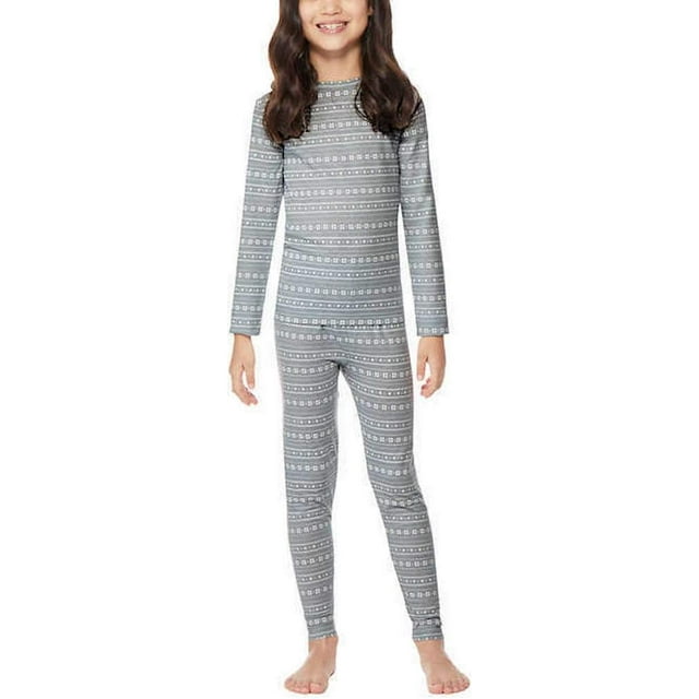 32 DEGREES Kid's Heat Base Layer Set, Size Medium, Gray Snowflake
