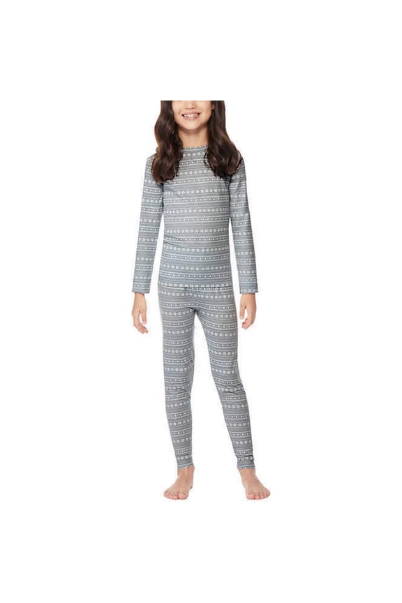 Kid's Heat Base Layer Set, Size X-Large, Gray Snowflake