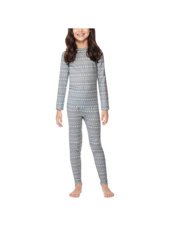Kid's Heat Base Layer Set, Size X-Large, Gray Snowflake