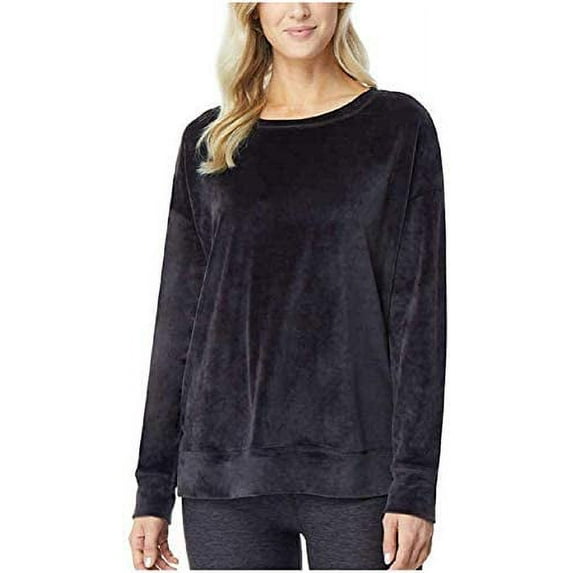 32 DEGREES Ladies' Crewneck Drop Shoulder Velour Pullover