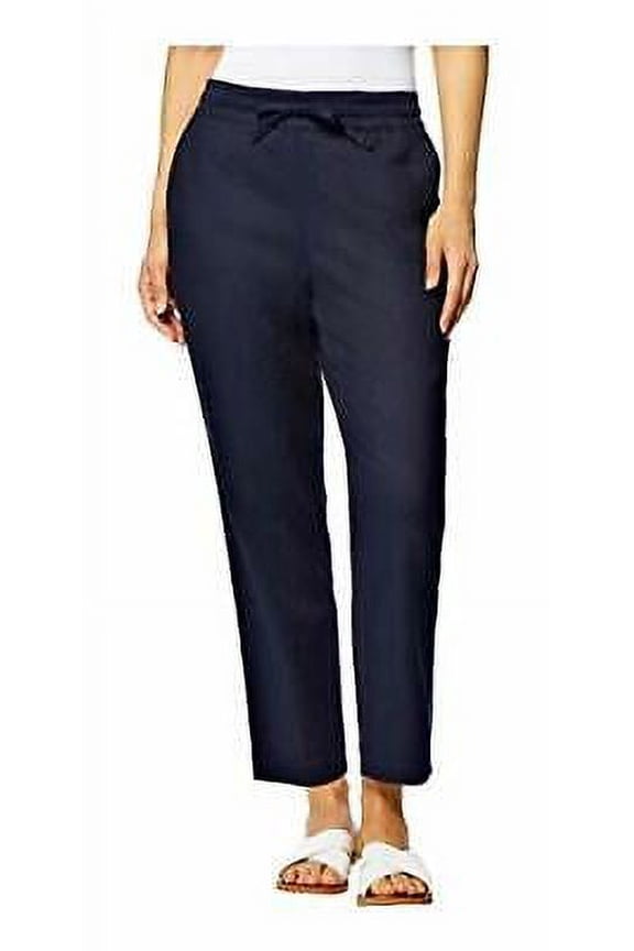 Ladies' Stretch Linen Blend Pant (Dark Indigo, X-Small)