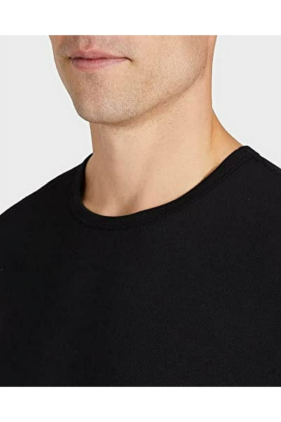 Men's 2-Pack Performance Lightweight Thermal Baselayer Crewneck Top (XL, Black)