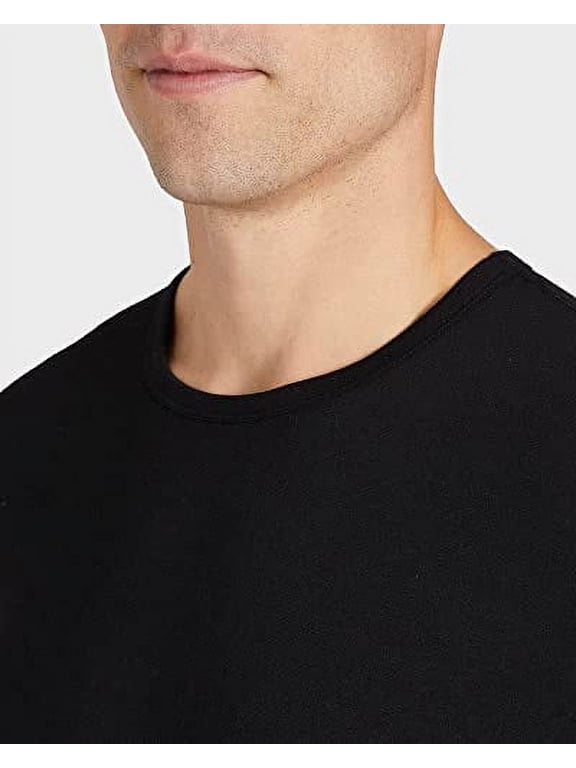 Men's 2-Pack Performance Lightweight Thermal Baselayer Crewneck Top (XL, Black)