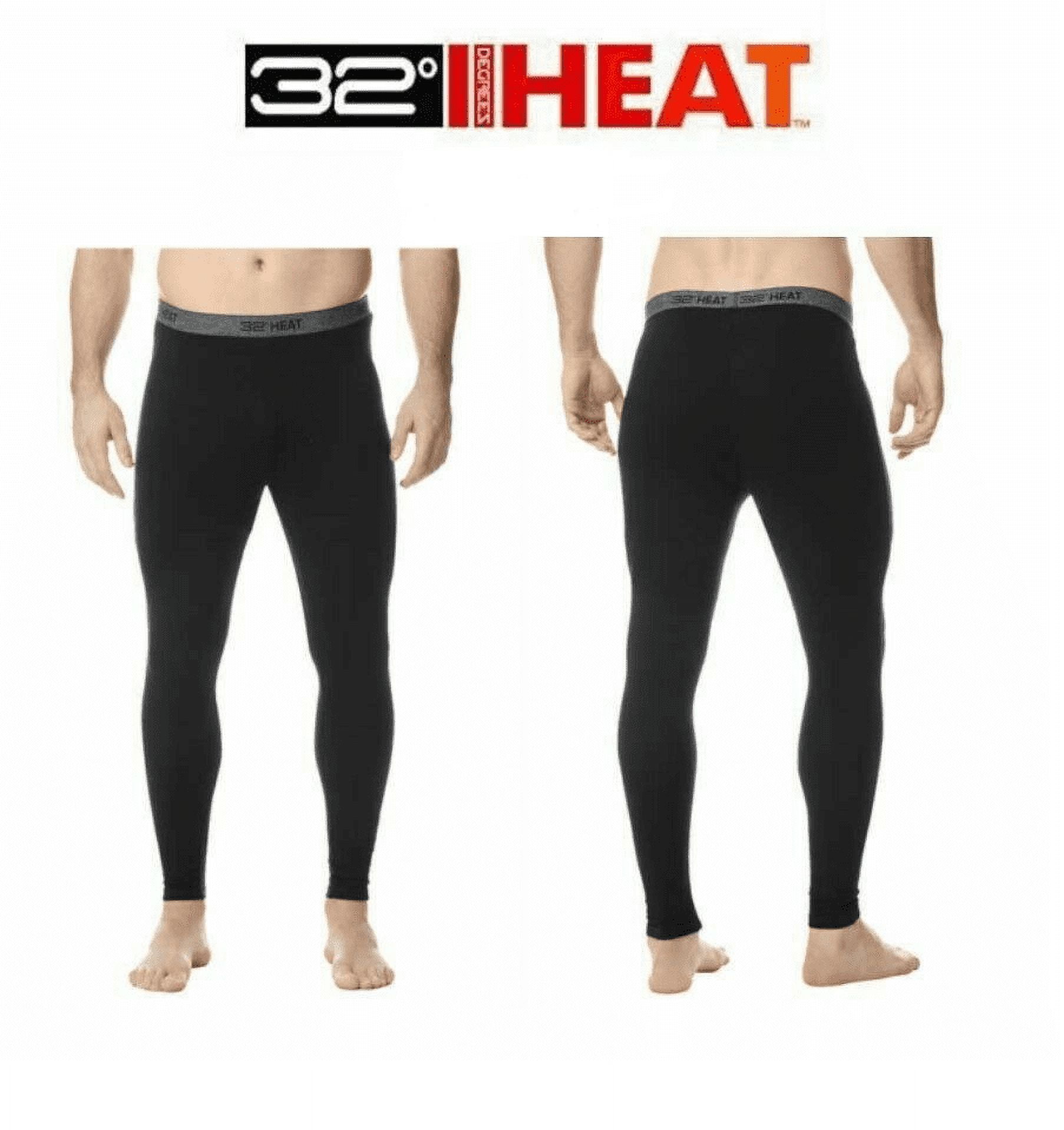 32 DEGREES Men's Heat Performance Thermal Base Layer Pants 2-Pack, Black  Small