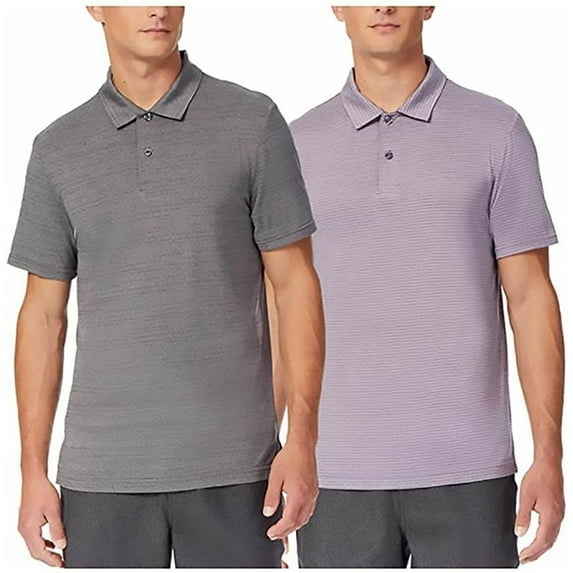 32 DEGREES Men’s Polo, 2-Pack (Dark Grey Haze SD/HT Violet, XXL) New with box/tags
