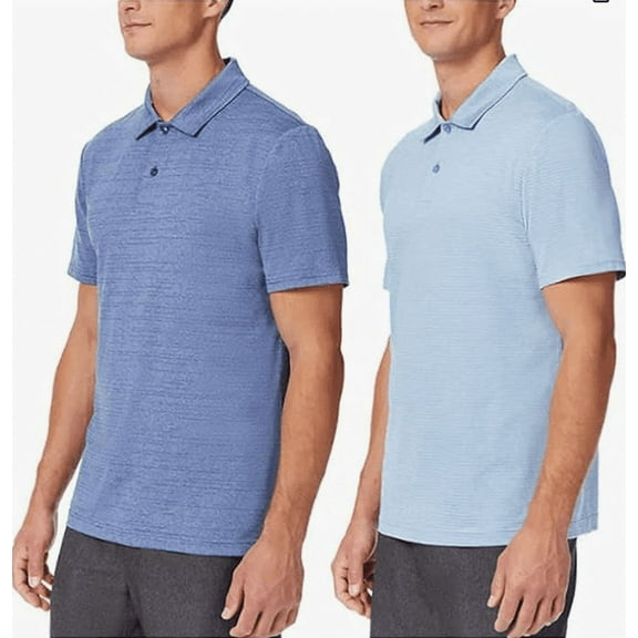 32 DEGREES Men’s Polo, 2-Pack (Small, Bold Blue/Powder Blue)