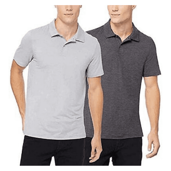 32 DEGREES Men’s, Techno Ultra Lux Textured Polo Shirt, Black Space, XL