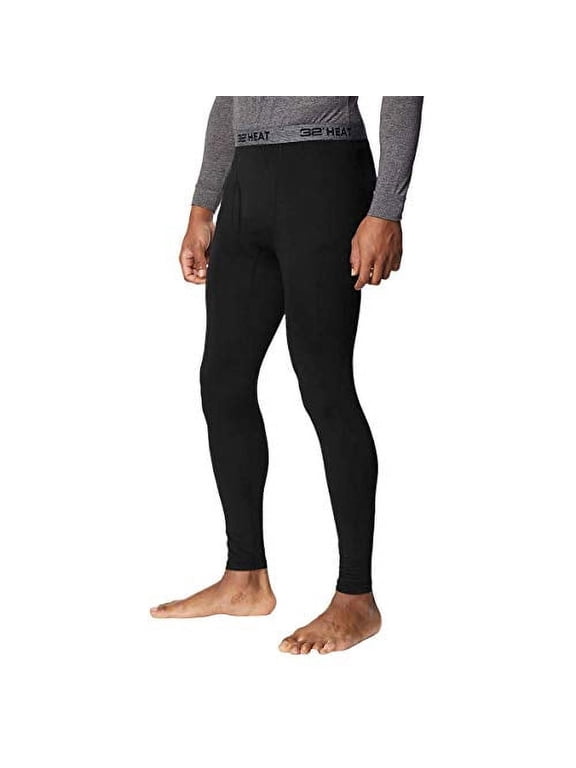 Mens 2 Pack Heat Performance Thermal Baselayer Pant Leggings, Black/Black, S