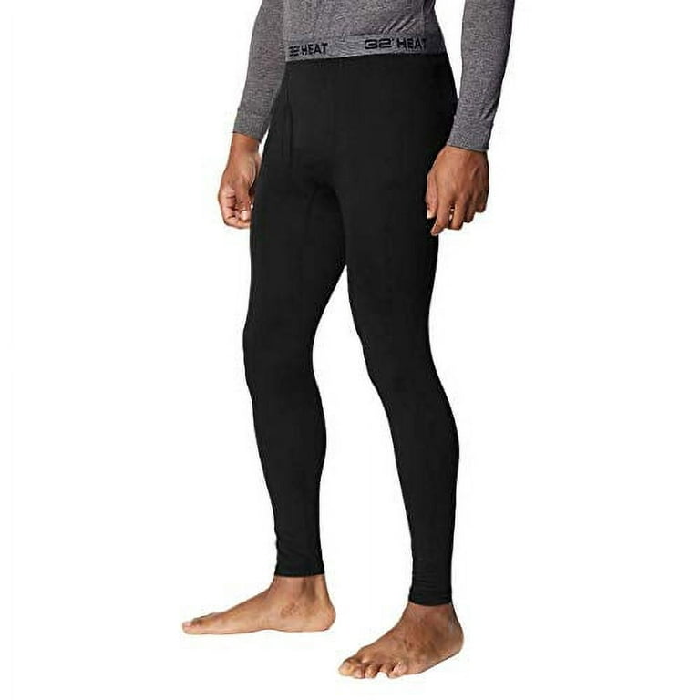 32 DEGREES Mens 2 Pack Heat Performance Thermal Baselayer Pant Leggings,  Black/Black, S