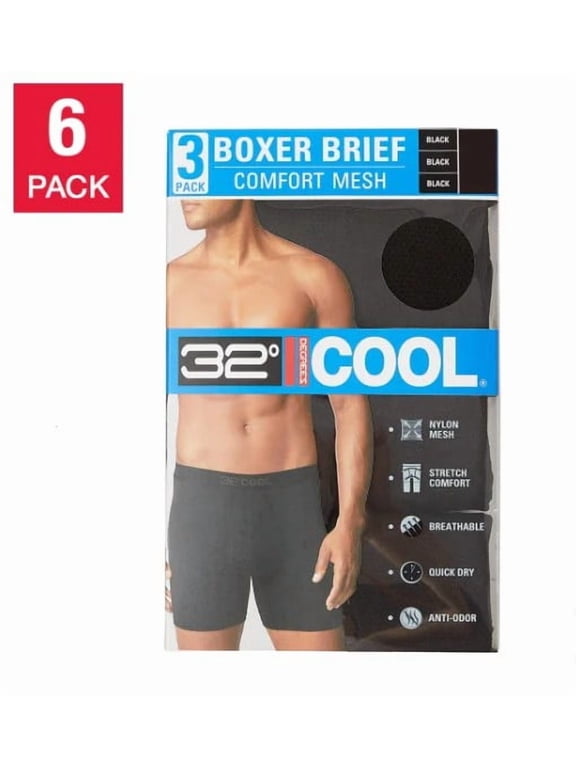 32º DEGREES Mens 3 Pack Active Mesh Boxer Brief (Black/Black/Black,L)