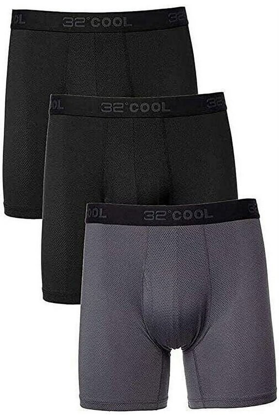 Mens 3 Pack Active Mesh Boxer Brief (XXL, Gray/Navy/Navy)