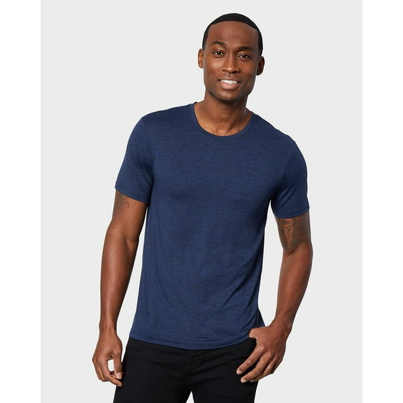 32 DEGREES Mens Cool Quick Dry Active Basic Crew T-Shirt (Medium, Navy Space Dye)