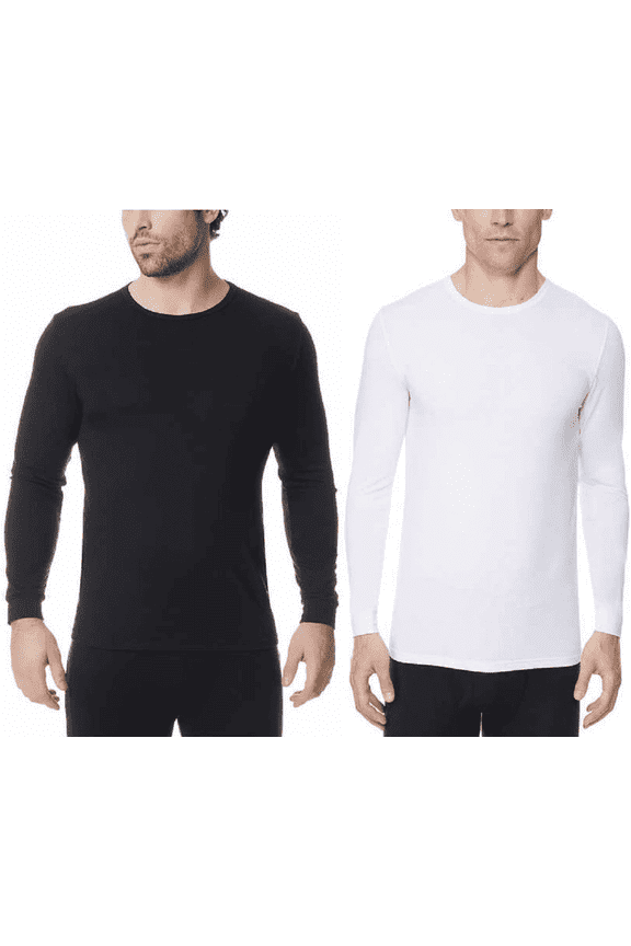 Weatherproof Men Crew Neck Long Sleeve Black and White Combo T-Shirt, Small Size
