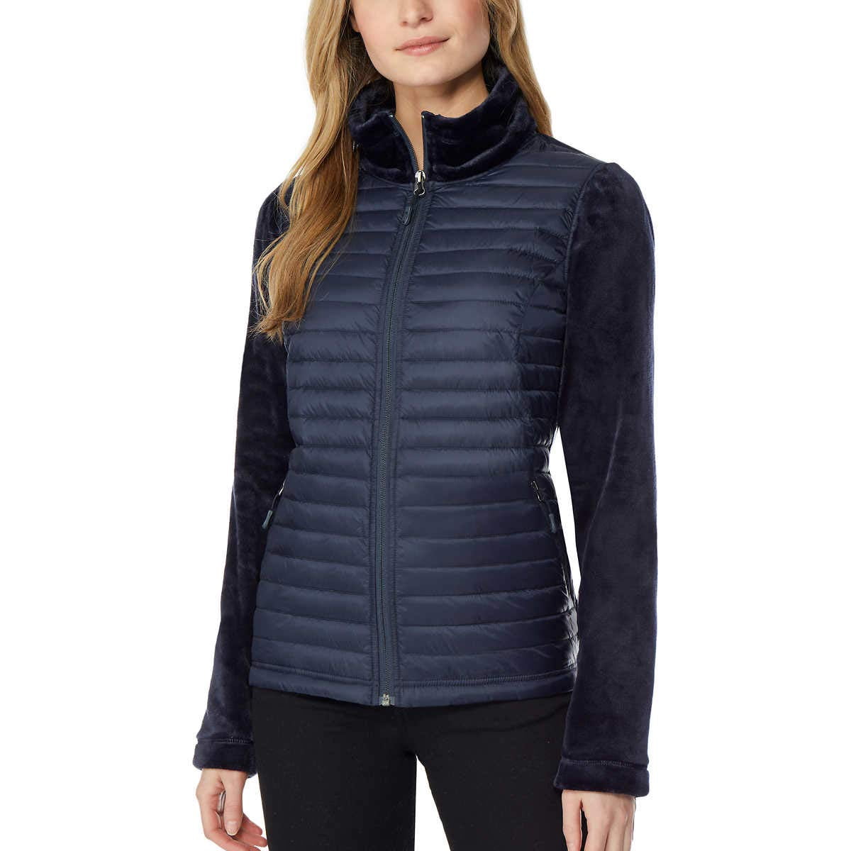32 Degrees Heat Women’s Plush Jacket – Stormy Night, Cozy Fleece Hoody For Game Day