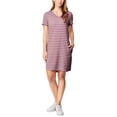 thumbnail image 1 of 32 DEGREES Women Short Sleeve Casual Dresses (Large, Ballerina Pink Stripe), 1 of 3