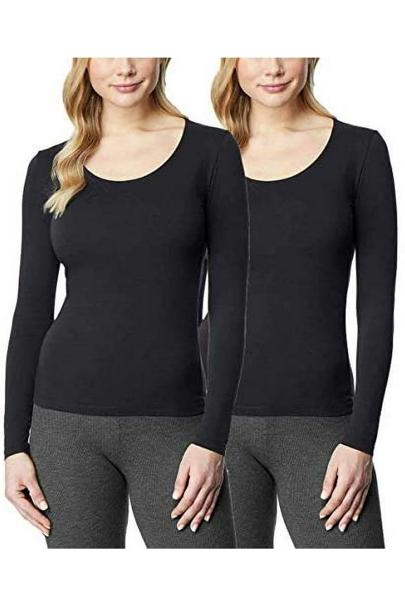 Womens 2-Pack Scoop Neck, Long Sleeve Base Layer Shirt