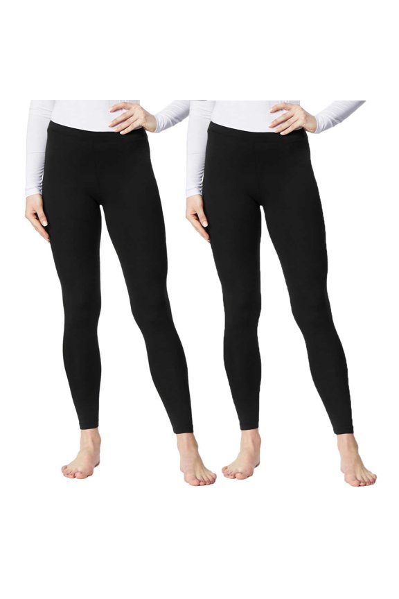 Women 2 Pack Performance Thermal Baselayer Legging Pant, Black, Large