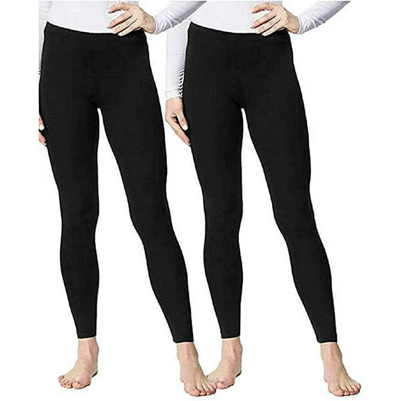 32 Degrees Heat Women's Leggings Sz L 2-Pack Soft Stretch Base Layer Black