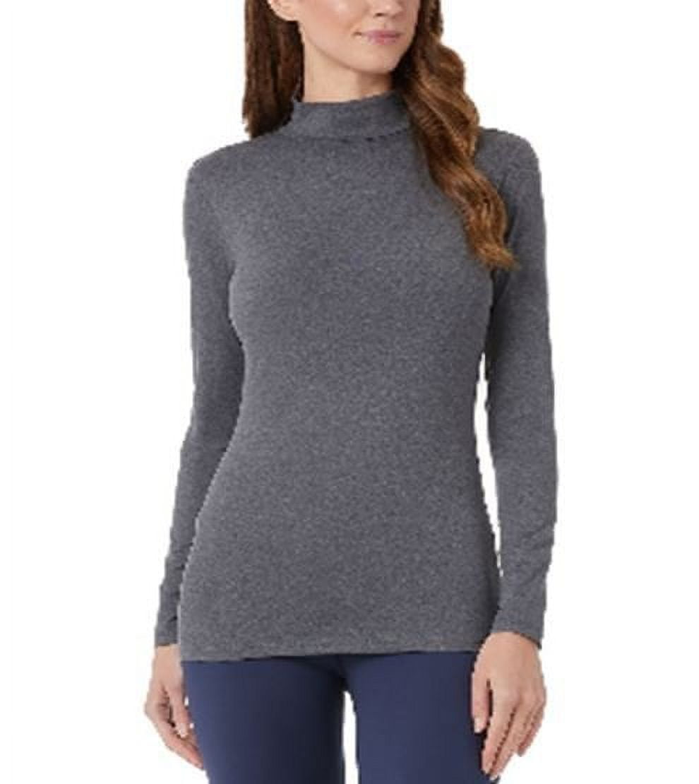 Heather Grey Mock Neck Soft Long Sleeve Top