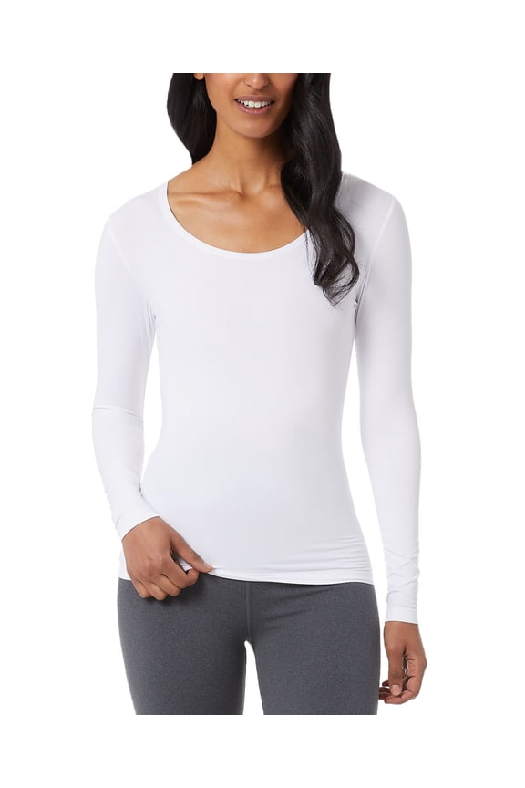 Womens Cozy Heat Scoop-Neck Top,White,XX-Large