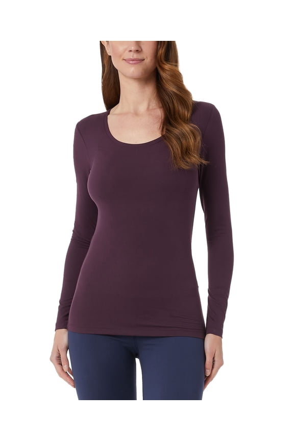 Womens Cozy Heat Scoop-Neck Top;X-Small