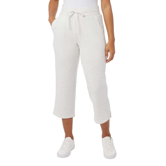 32 DEGREES Womens Pull On Knit Capri (Heather white, XL)