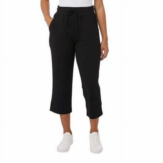 32 DEGREES Womens Pull On Knit Capri (Black, Medium)