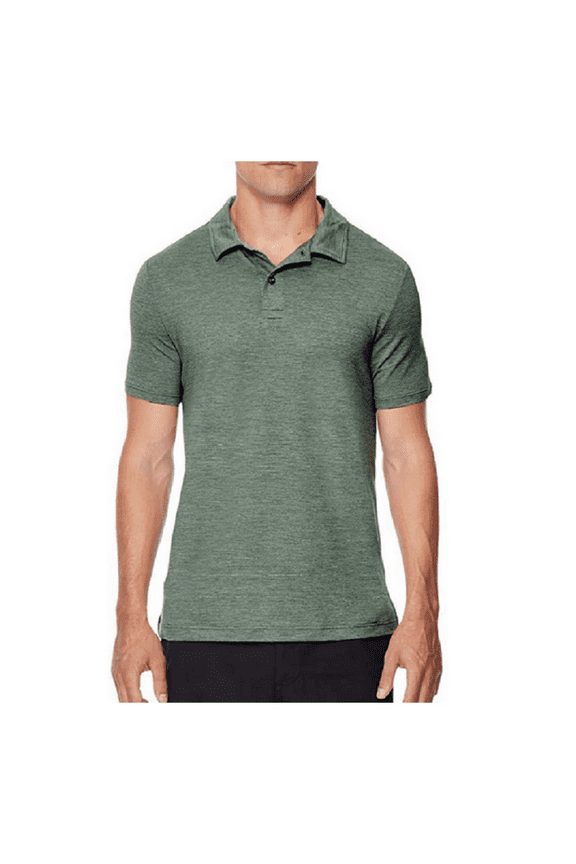 32 Degree Cool Mens Green Space Dye Polo Shirt, Large