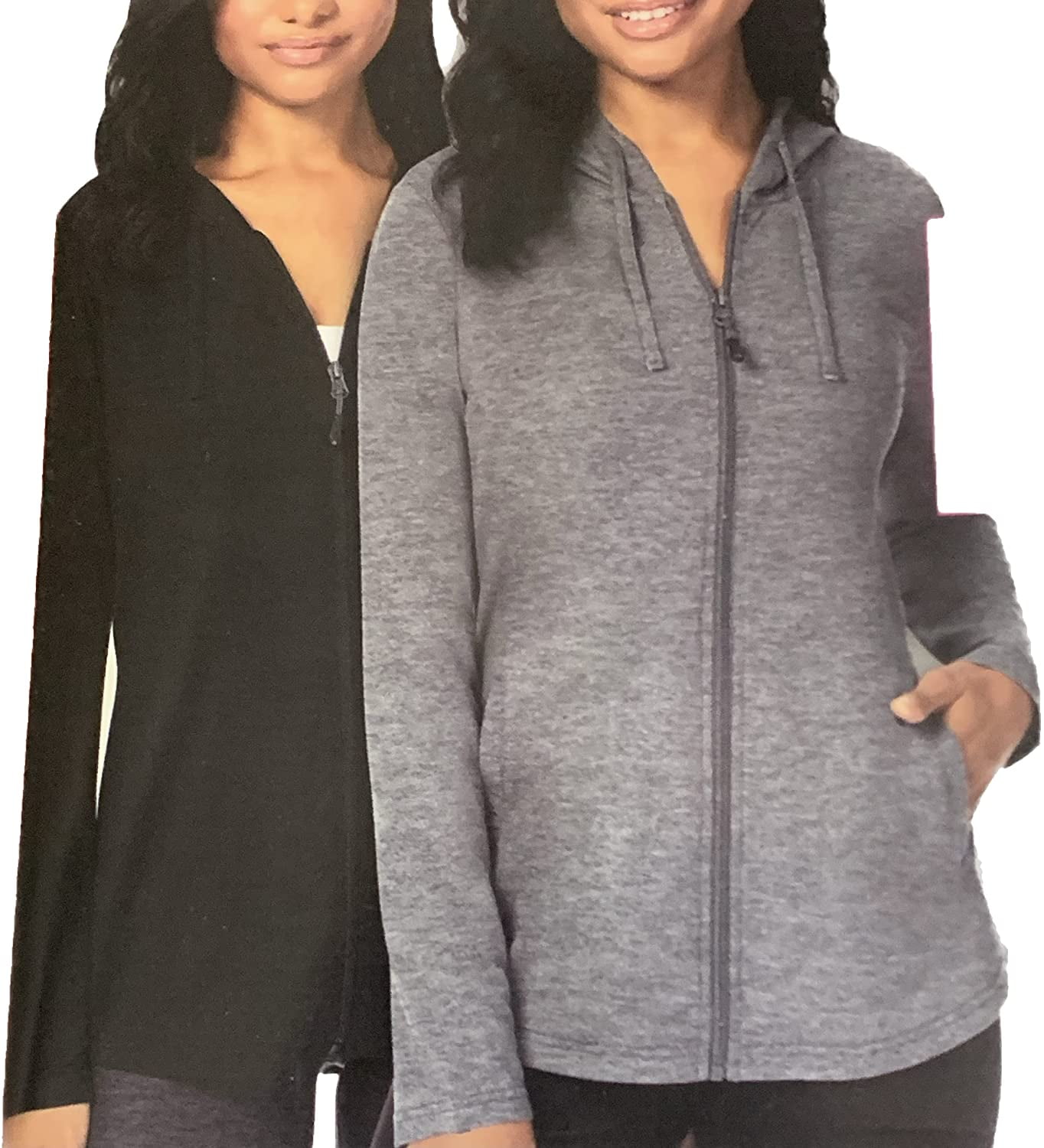 32 Degrees 2 Pack Cool Womens Full Zip Lightweight Hoodie Jacket ,  Gray/Black Heather, XXL - Walmart.com