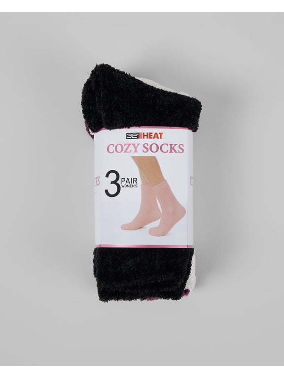 3 Pair Women's Cozy Socks (Black/Cream/Potent Purple)