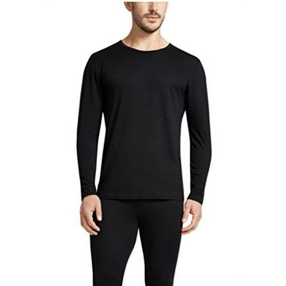 32 Degrees 32Degrees Weatherproof Men's Thermal Shirt Base Layer Long Sleeve Crew Top, Black, Large