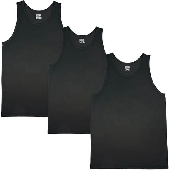 32 Degrees Cool Comfort Mesh Tank Top, 3 Pack (Black, Large)