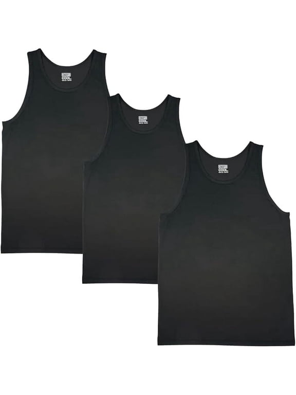 Cool Comfort Mesh Tank Top, 3 Pack (Black, Large)
