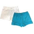 thumbnail image 1 of 32 Degrees Cool Girls 2 Pack Soft Fleece Shorts White/Turquoise (S 7/8), 1 of 1