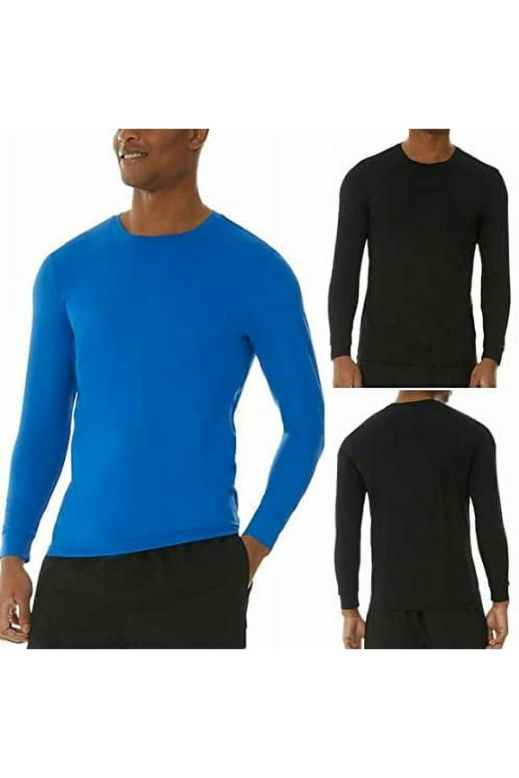 Cool Men's 2 Pack UPF 40 Air Mesh Long Sleeve Crew Neck Shirts (Lapis Blue/Black, XX-Large)