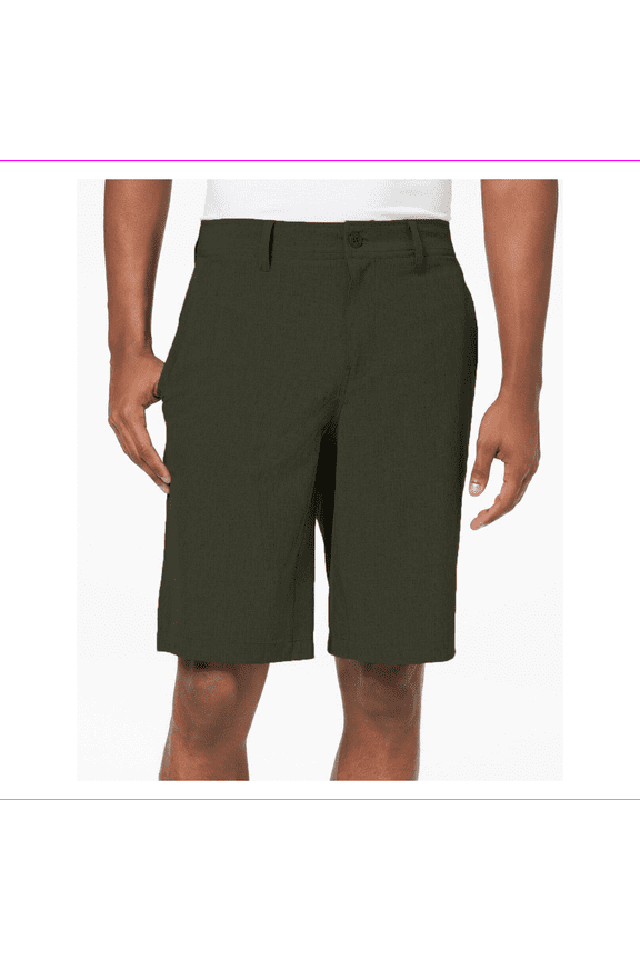 Cool Mens Flat Front Performance Stretch shorts 36/Dk Forest Mel