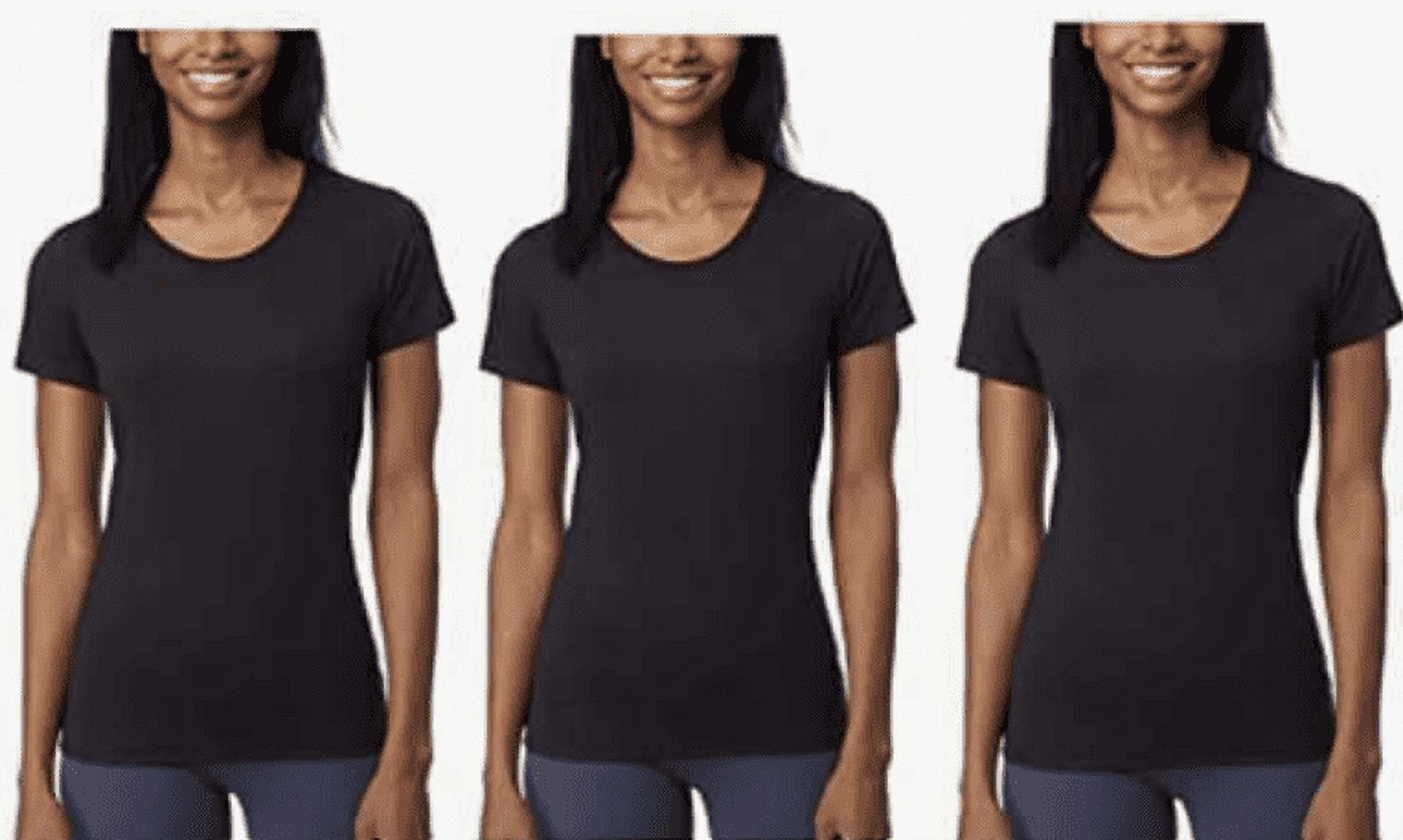 32 Degrees Cool Women s 3 Pack Short Sleeve Scoop Neck T Shirt Black XS Walmart